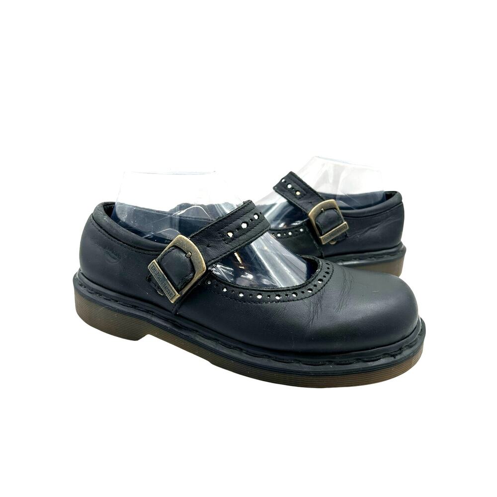 VINTAGE Dr. Martens  Black Leather Mary Jane’s white polka dots ENGLAND WMS Sz 8